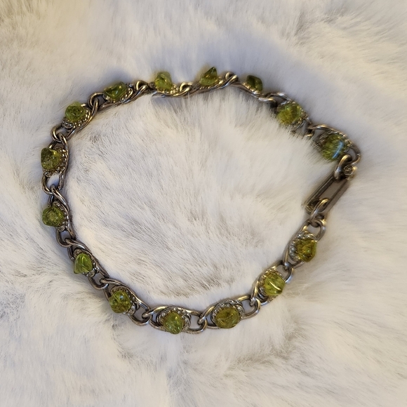 Vintage green crystal and Silver Bracelet - Picture 5 of 7